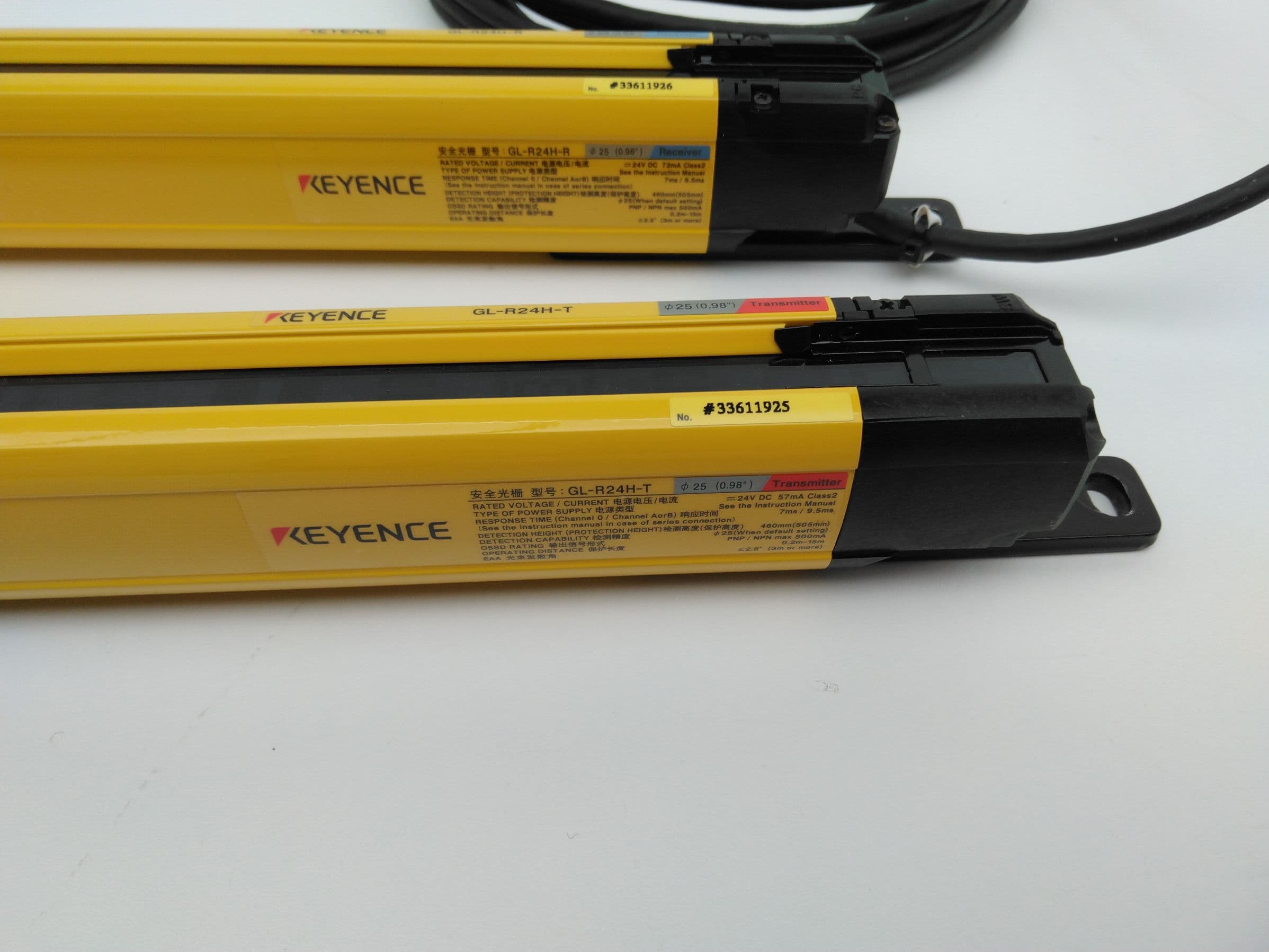 Keyence GL-R24H-R GL-R24H-T Receiver and Transmitter Safety Light Curtain Set