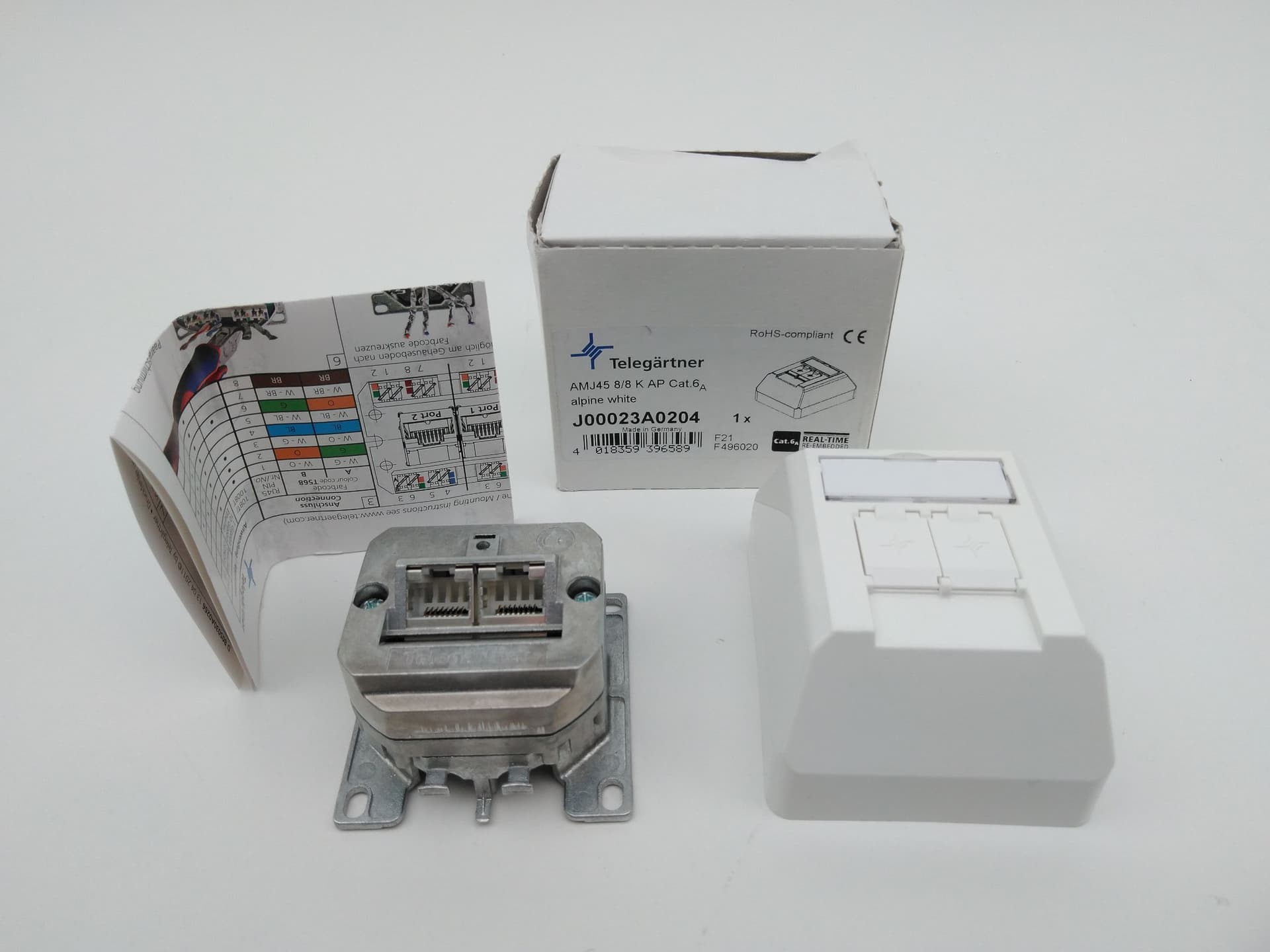 Telegartner AMJ45 8/8 K AP Cat.6A J00023A0204 / 100023002 Ethernet Outlet