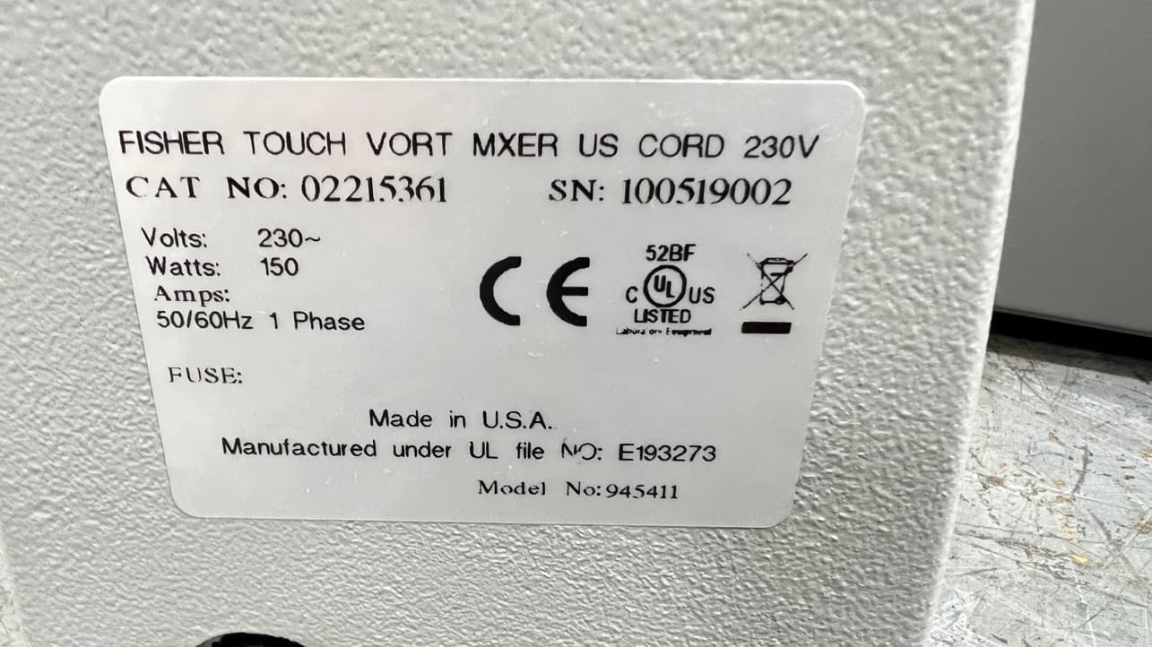 Fisher 02215261 Touch Vort Mixer 230V