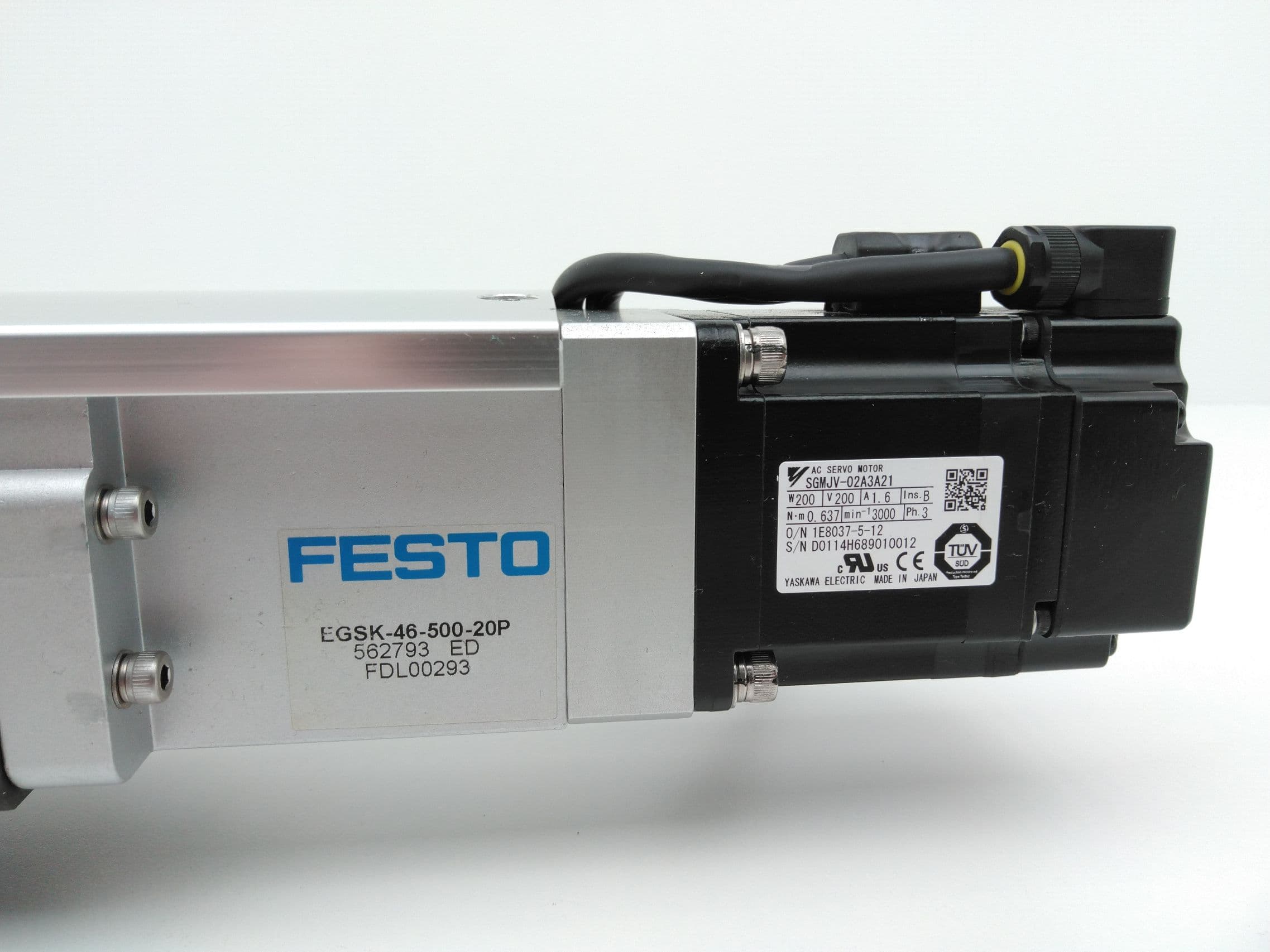 Festo/ Yaskawa EGSK-46-500-20P/SGMJV-02A3A21 Ball Screw linear Actuator, 500mm