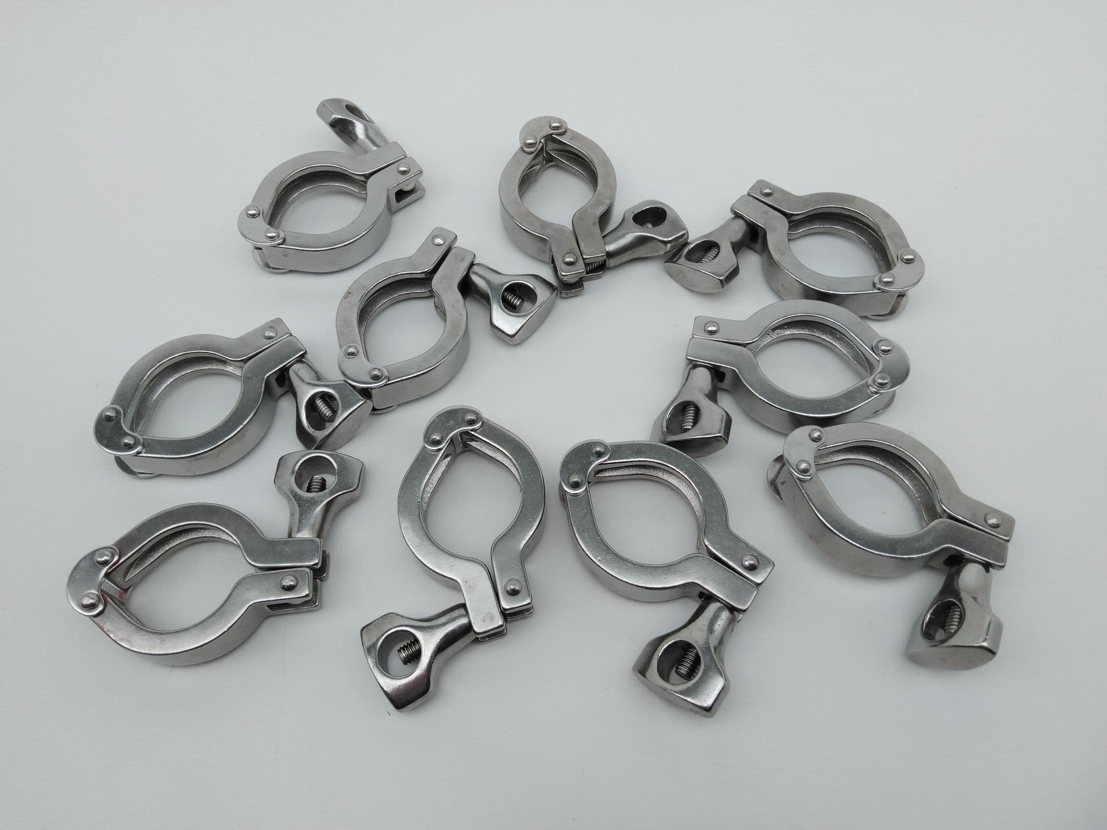 2" Sanitary Stainless Steel Clamp w/ Wing Nut - Lot of 10