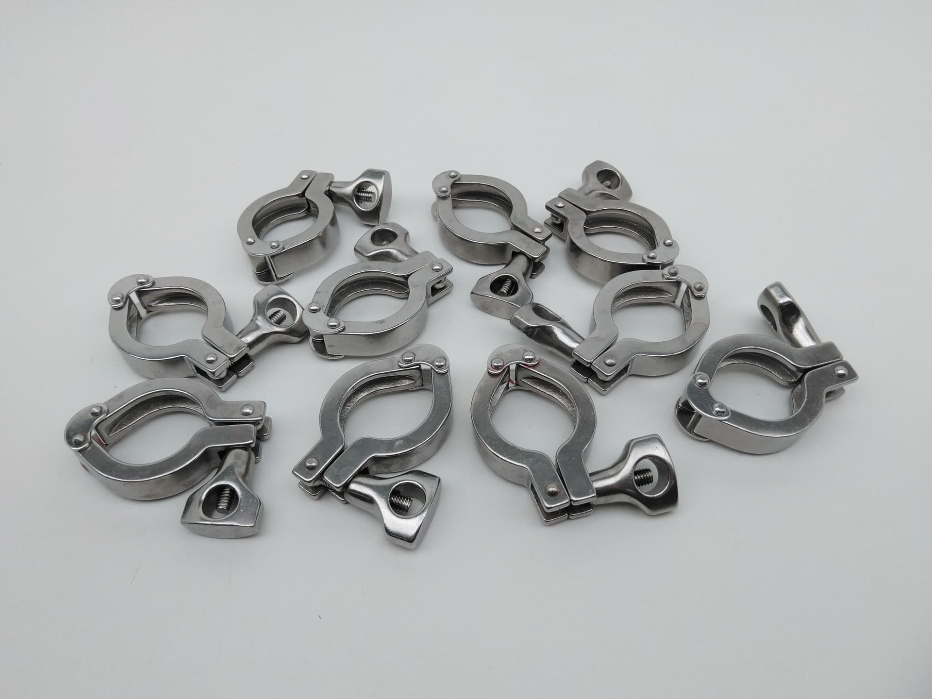 2" Sanitary Stainless Steel Clamp w/ Wing Nut - Lot of 10