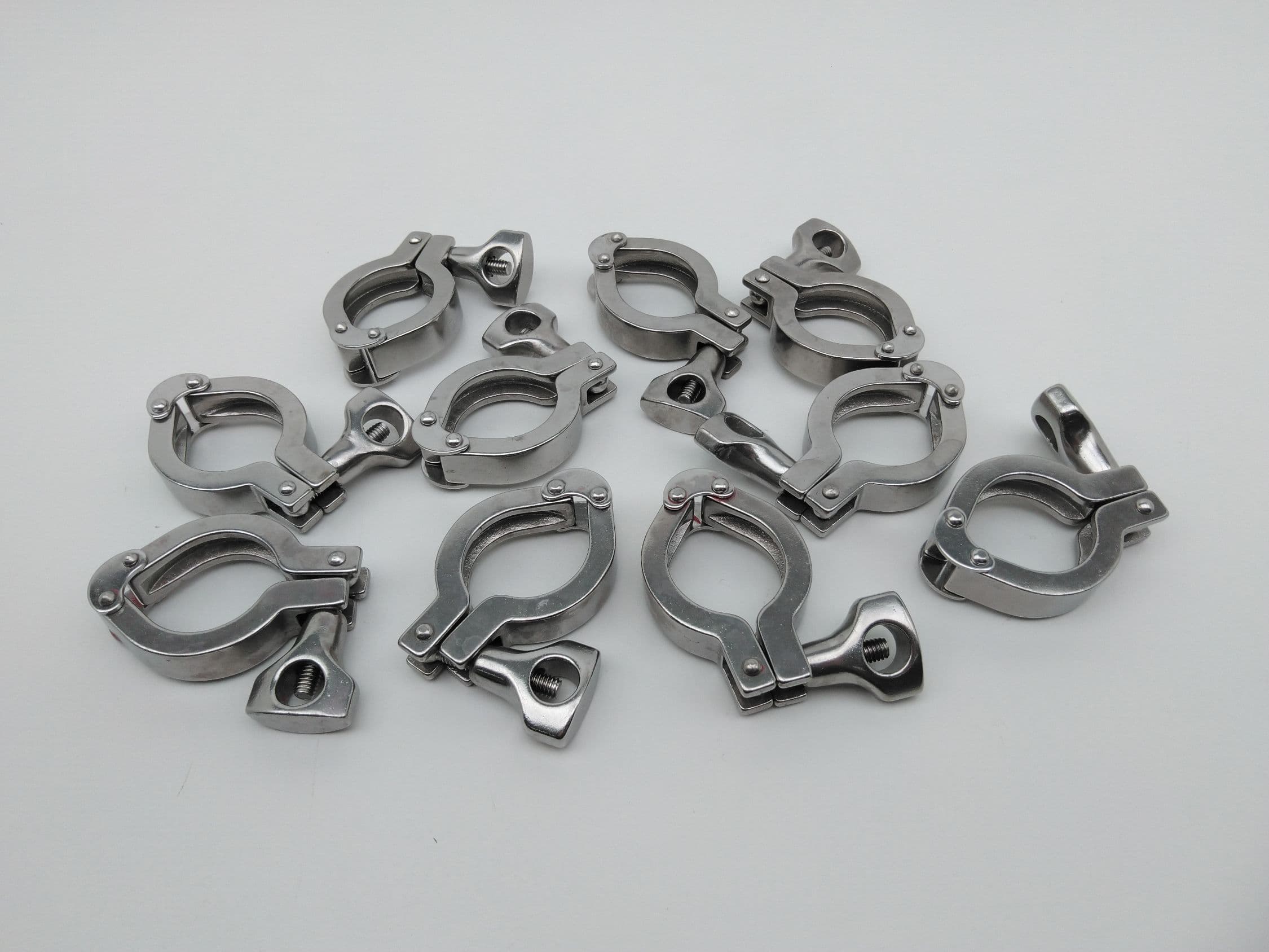 2" Sanitary Stainless Steel Clamp w/ Wing Nut - Lot of 10