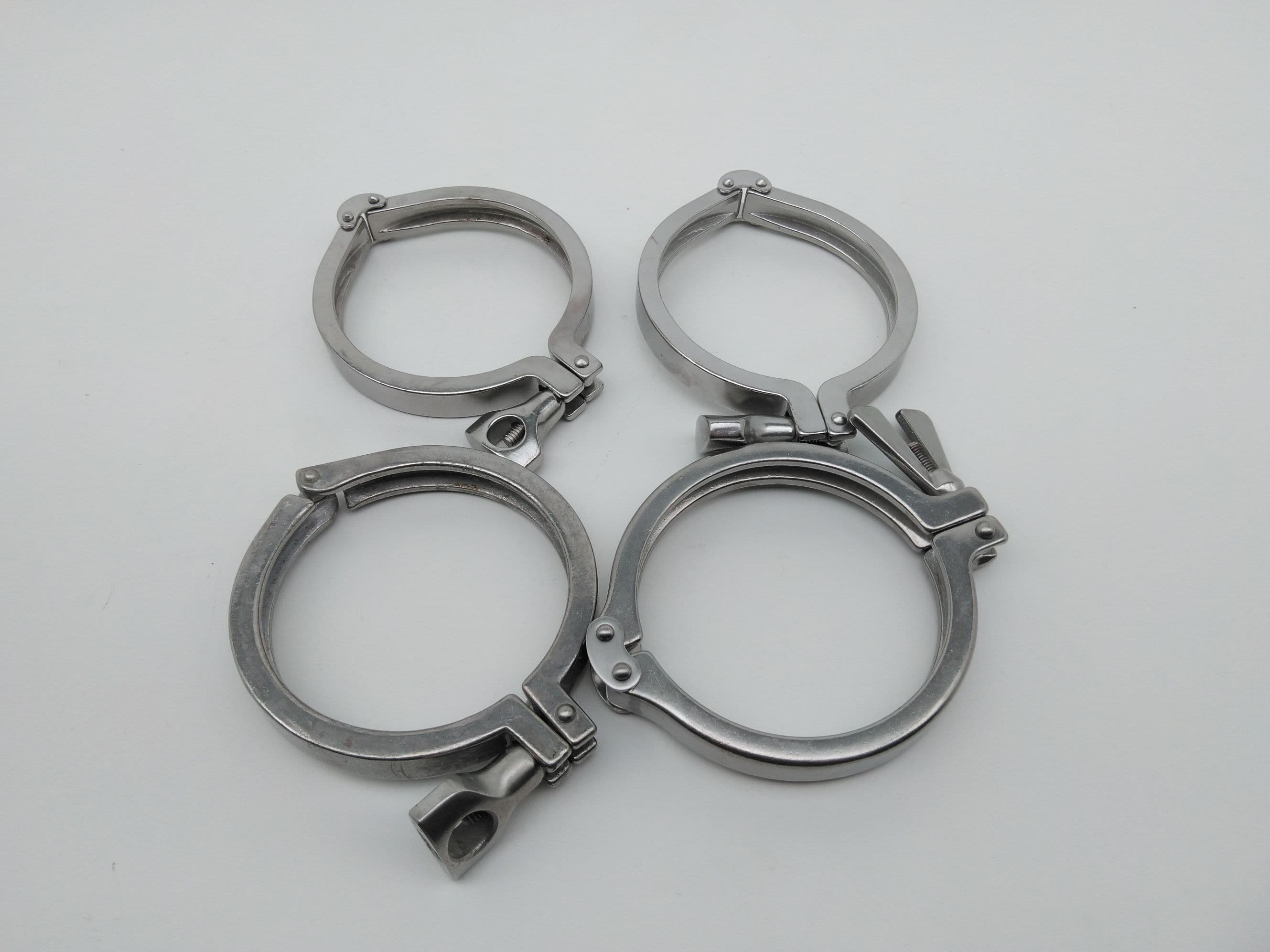 4" Sanitary Stainless Steel Clamp w/ Wing Nut - Lot of 4