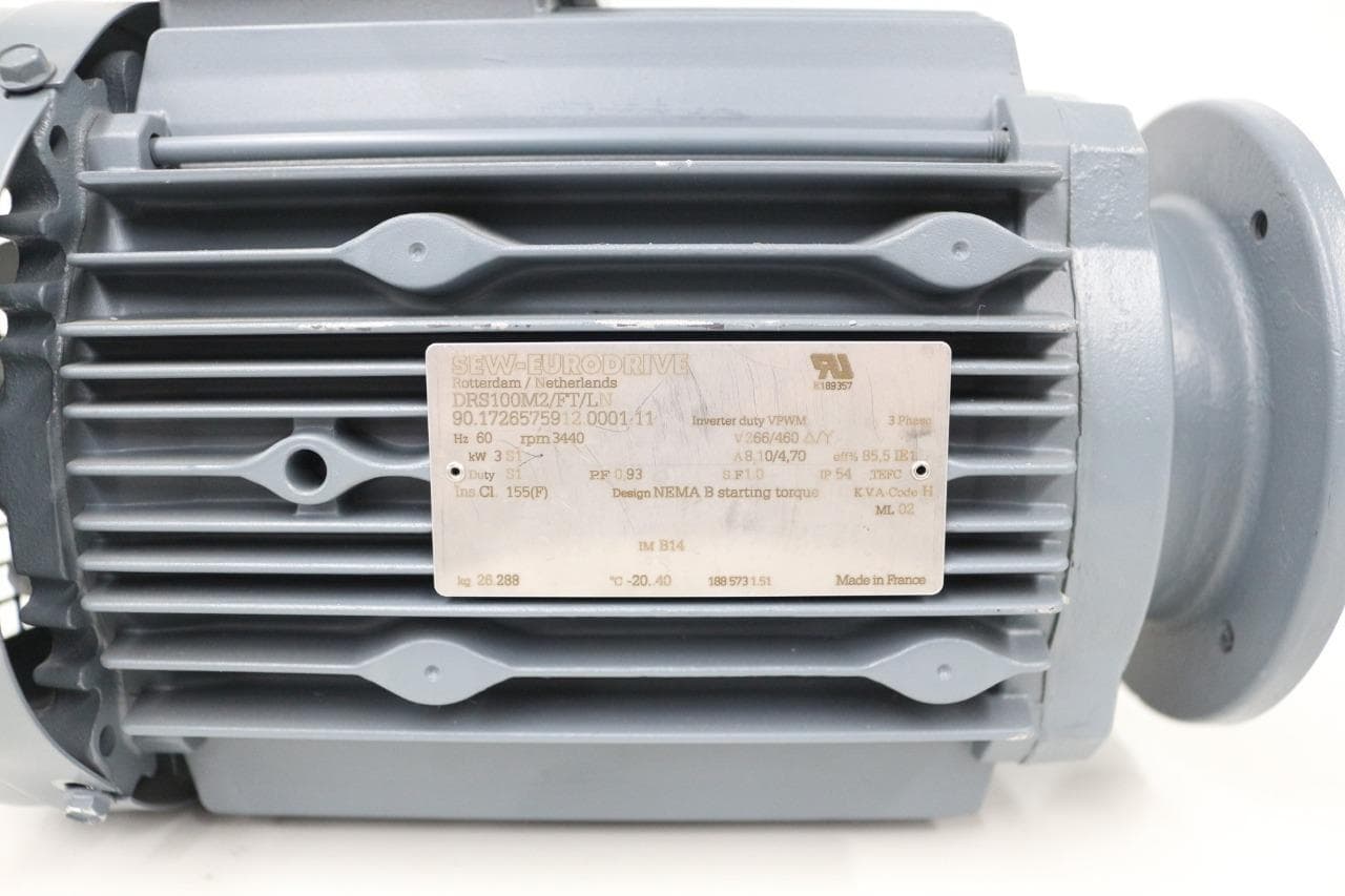 Sew-Eurodrive DRS100M2/FT/LN , 266/460V, 60Hz, 3440RPM, 3 Phase, Motor