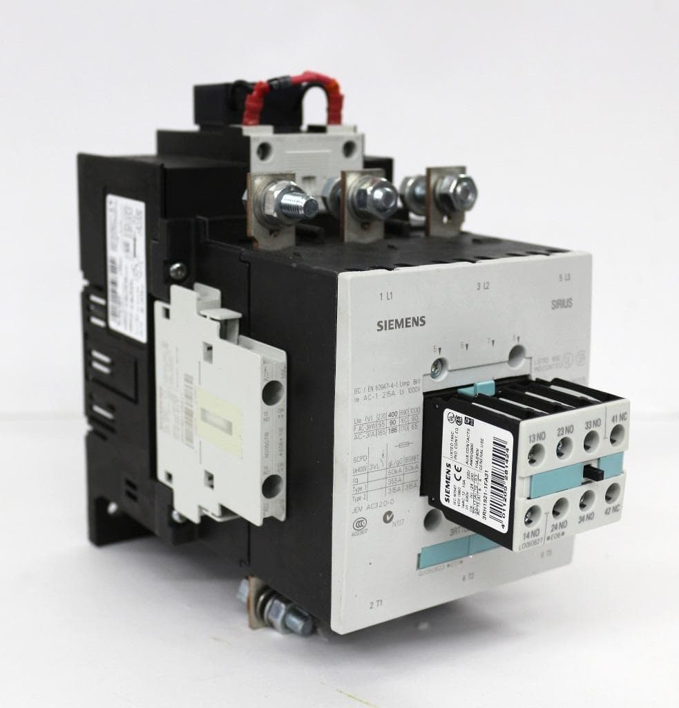 Siemens 3RT1056-6AB36 Contactor, 3P, 185A, 23-26VAC/DC Coil, 2NO/2NC