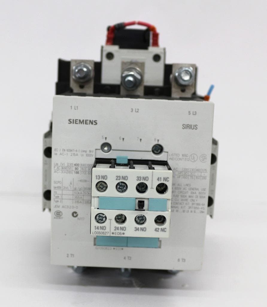 Siemens 3RT1056-6AB36 Contactor, 3P, 185A, 23-26VAC/DC Coil, 2NO/2NC