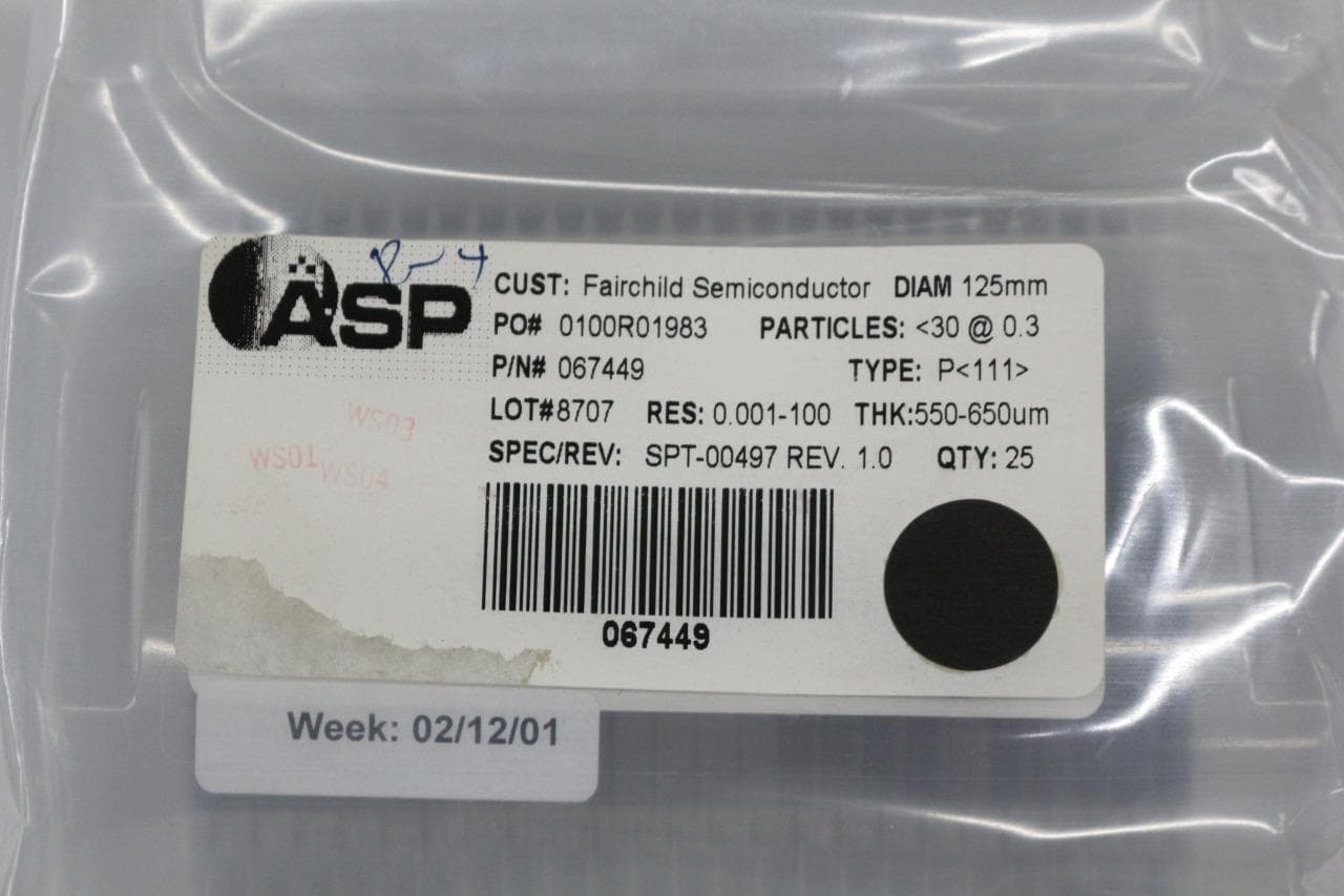ASP, Fairchild Semidconductor 067449 125mm, 5 inch Wafer
