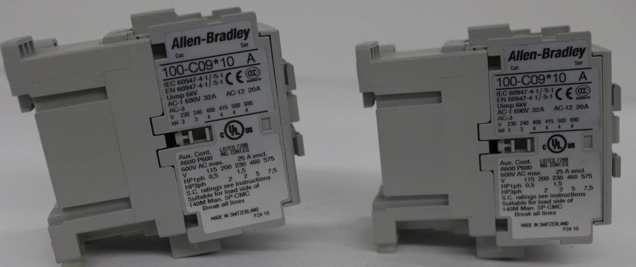Allen Bradley 100-C0910A Lot of 2 100-C09*10A Contactors, 110V 50Hz, 120V 60Hz