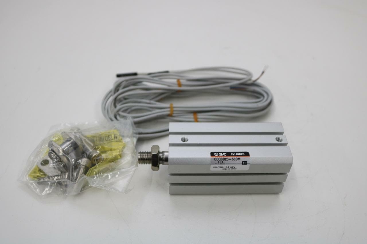 SMC CDQSD25-50DM-F9BL Double Acting Pneumatic Cylinder w/CQS-025D Double Clevis