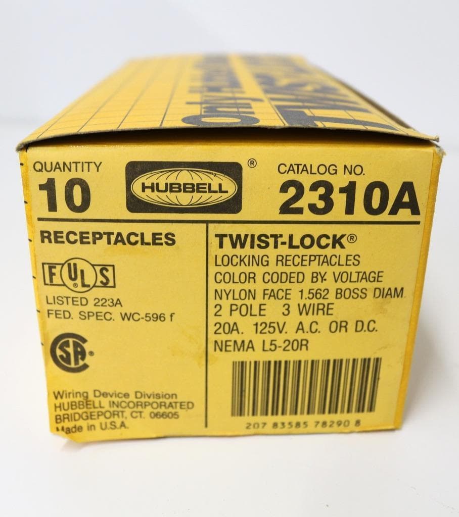 Hubbel 2310A Lot Of 10 - l Twist-Lock Receptacles 20A. 125V. NEMA L5-20R - New
