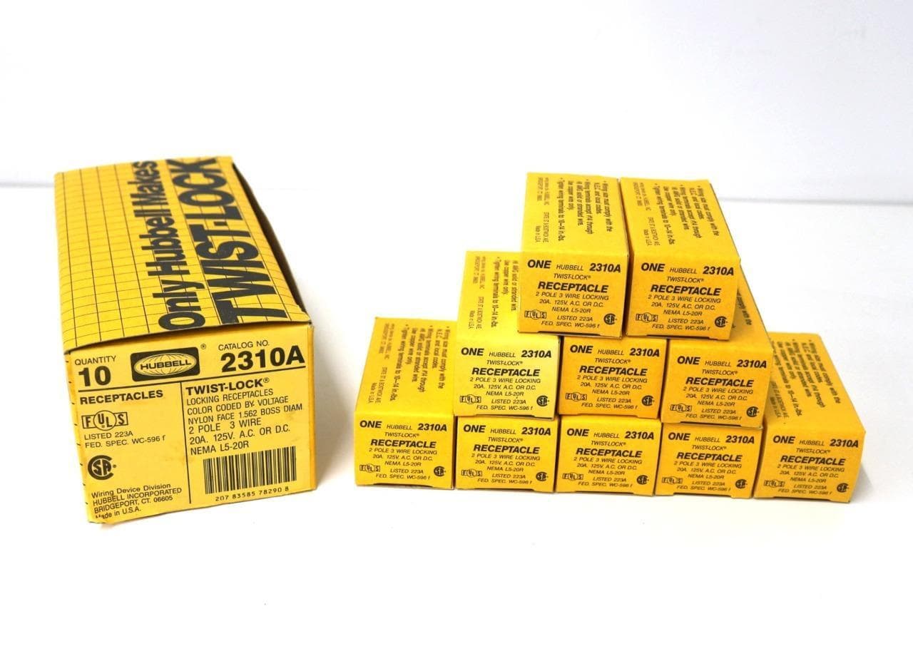 Hubbel 2310A Lot Of 10 - l Twist-Lock Receptacles 20A. 125V. NEMA L5-20R - New