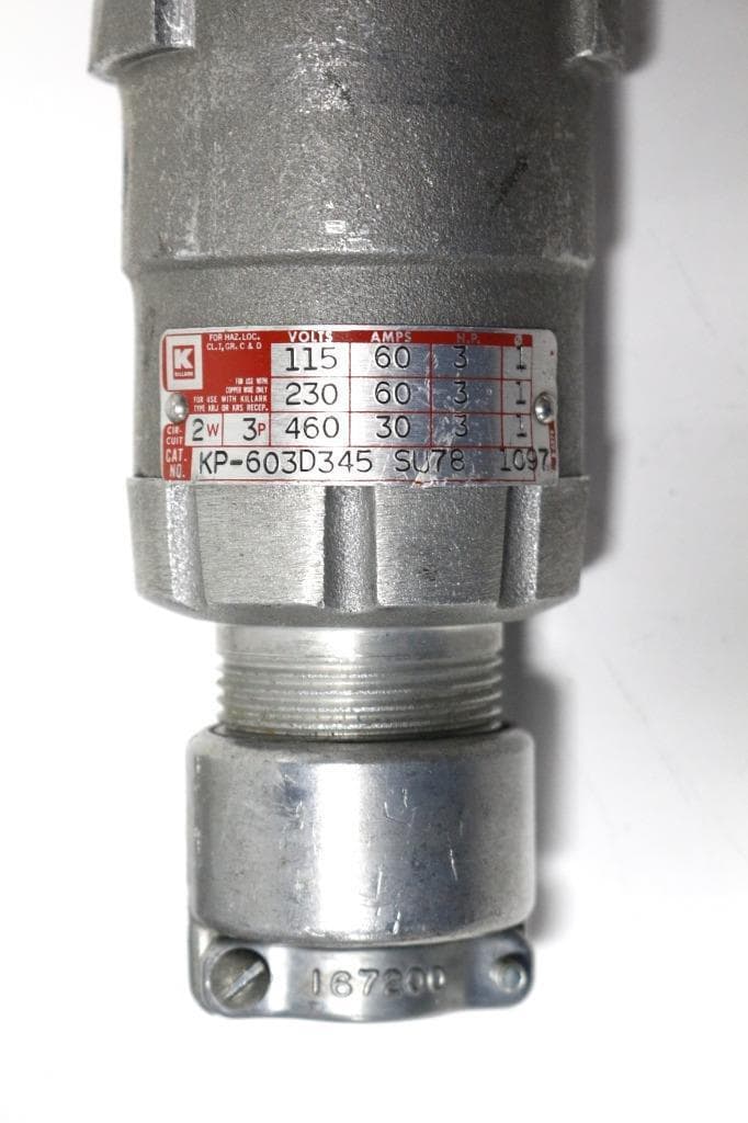 Killark KP-603D345 Plug, 2 W, 3 P