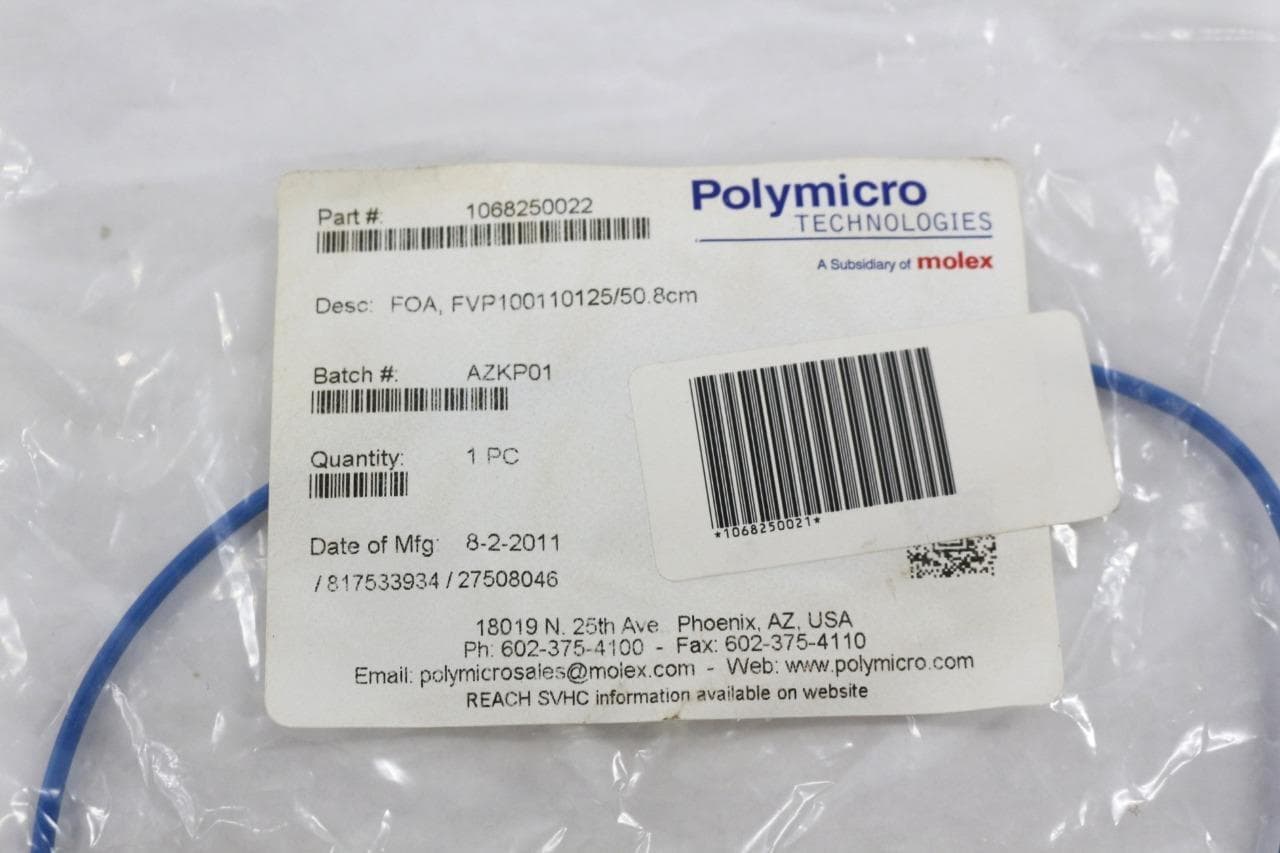 Polymicro Technologies 1068250022 , FOA, FVP100110125/50.8cm Fiber Optic Cable