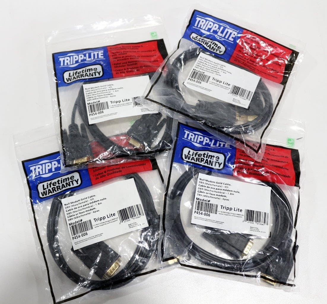 Tripp Lite P454-006 Lot of 4 -Null Modem Gold Cable DB9 (Male/Female), 6 ft