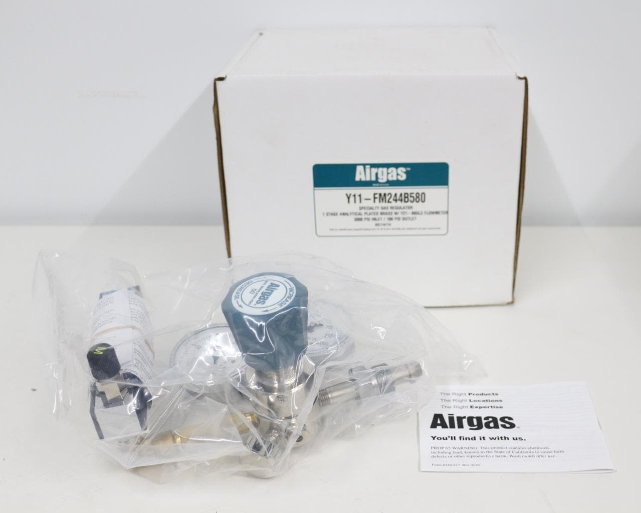 Airgas Y11-FM244B580 1 Stage Analytical Plated Brass Specialty Gas Regulator