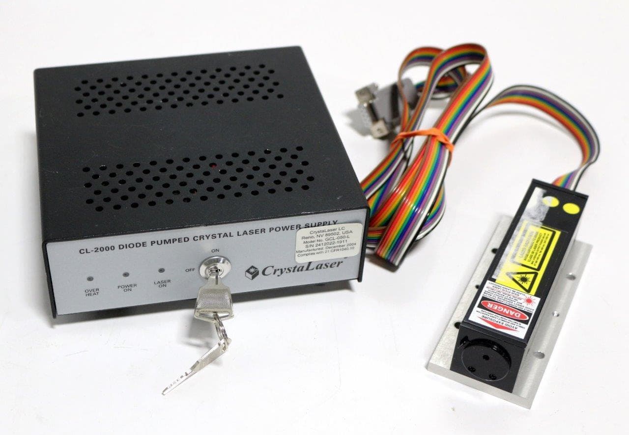 CrystaLaser GCL-050-L, CL-2000 Green Laser w/ Diode Pumped Laser Power Supply